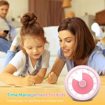 Visual Timer For Kids, 60 Minute Countdown Timer For Classroom Office Kitchen, Desktop Timer Time Management Tool, Silent Operation, Timer Solid Color Pattern