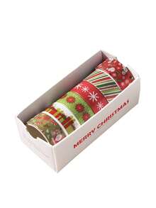 6 卷复古圣诞和纸胶带套装 - 用于节日装饰材料的装饰胶带，带有圣诞老人雪鹿圣诞树的图案，印有精美的印花，可作为送给朋友、返校、学校用品的手册装饰礼物 - 彩色 - 查看 13