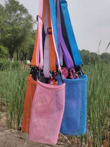 1pc Sports Water Bottle Mesh Bag With Shoulder Strap, Adjustable, Portable Water Cup Holder, Universal Insulated Bottle Pouch For Outdoor Sports, Camping, Travel