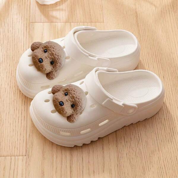 2 pièces Charms mignons en forme de chiot de dessin animé, décoration de pantoufles DIY, accessoires détachables pour chaussures de plage, décorations de chaussures durables