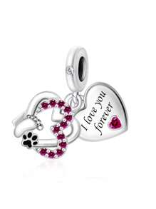 HuooNew Une pièce à la mode en argent sterling 925, sertie de cubic zirconia diamant, forme de cœur, empreintes de pattes de chien, "Je t'aimerai toujours", pendentif perle, bijoux pour femmes, bijoux en argent, accessoires quotidiens, cadeaux de couple