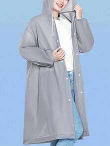 1pc Reusable Thick Rain Poncho, Portable Adult Waterproof Raincoat For Outdoor Travel, Men & Women Insulation, Galentines, Puppy, Carnival,Spring Summer Picks,Brides Maid Gifts,Room,Bedroom Decor,Beach,Travel,For Men,For Women,Vacation,Cute Stuff - White - View 9