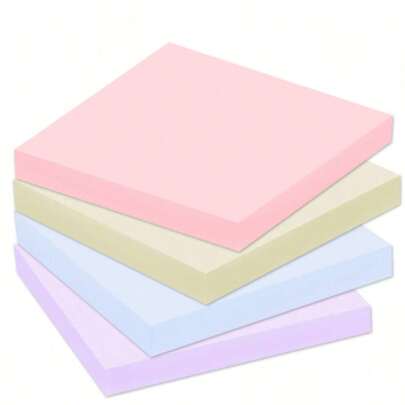 4 Pads Pastel-Colored Sticky Notes 7.5 X 7.5 Cm (3x3 Inches), Morandi Colors Self-Stick Pads, Easy To Post For Home, Office, Notebook, 50 Sheets Per Pad School Supplies, Back To School
