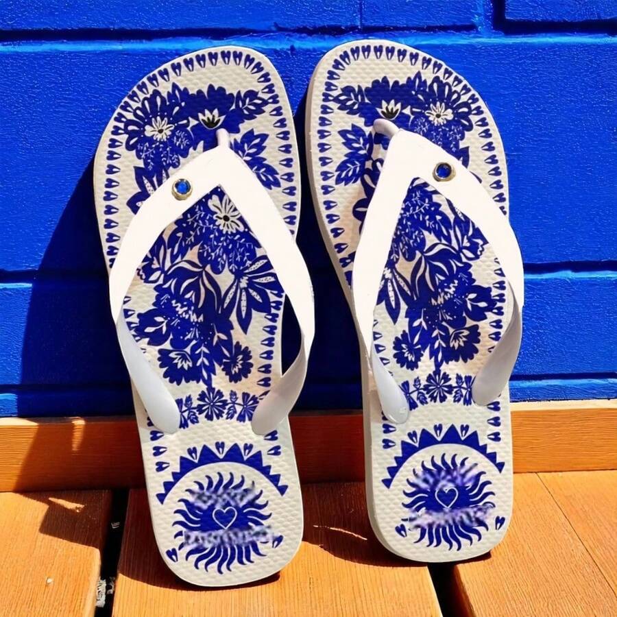 Flip-Flops With Exclusive Print And Absolute Comfort For Every Day - Trắng/Ngói - Xem 1