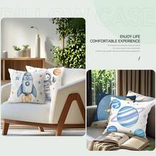 4-teiliges Set Kopfkissenbezug mit Cartoon Weltraum Motiv, einseitig Muster