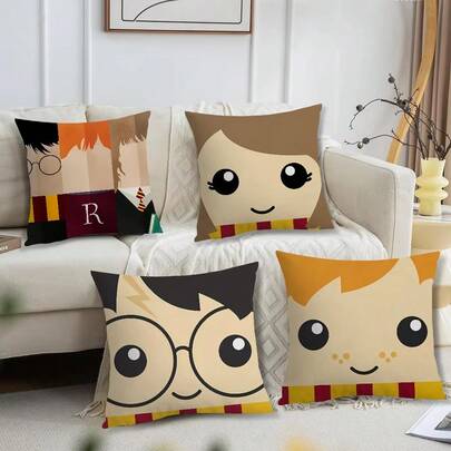 1/13PC 哈利·波特电影抱枕装饰沙发，P-Potters，Hogar，Oficina，装饰底座保护套 H-HarrieS，枕套（不含枕芯）