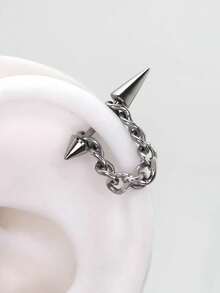 1PC Spike Helix Earring With Removable Chain Stainless Steel Earrings Helix Piercing Cartilage Piercing Gift Jewelry Punk Style Body Jewlry