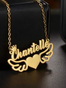 1 Pieza Personalizada Collar de Cadena con Símbolo de Corona, Cruz, Nombre, Corazón, Cruz de Acero Inoxidable, Corazón, Mariposa, Estrella, Mariposa, Símbolo de Infinito, Nombre Árabe, Joyería Personalizada para Exteriores, Playa, Letras de Cadena, Logotipo Firmado, Número Colgante Gargantilla