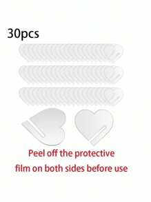 Set de 30 etiquetas/tarjetas transparentes de acrílico con forma redonda/de corazón para bebidas en bodas y fiestas, etiquetas para bebidas y zumos, decoraciones para vasos, tarjetas de asiento (Retirar la película protectora de ambos lados antes de usar)