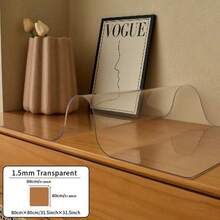 1pc Vinyl Table Mat Protector, 1.5mm Thick, Semi-Transparent, Stain-Resistant, Waterproof, Solid Color, Non-Textile, For Dining, Coffee Tables, Desks - Thanksgiving Decor - Transparent 1.5mm - View 31