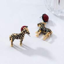 1 Pair Zebra Pattern Dangle Earrings For Women, Suitable For Daily Wear, Parties And Music Festivals