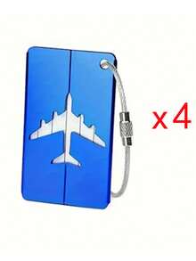 2-4pcs Aluminum Luggage Tag Set, Simple Plane Pattern, Stainless Steel Loop, Airplane Boarding Tags For Travel Carrying Identification, Travel Essentials|Stainless Steel Loop| Luggage Tag, Luggage Tags - MultiWarna - View 22