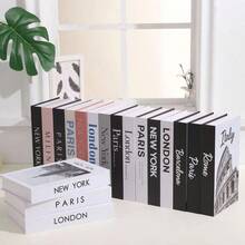 3pcs Nordic Style Fake English Text Folding Books Decor, Photography Prop, Faux Closed Book Shells For Living Room, Studio - Black and White - View 5