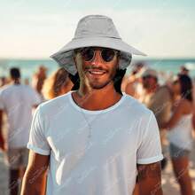 GRUPO CARNAVALLIA Sombrero Cazador Capa Solapa Ala Ancha Protección Solar - Gris Claro - Ver 9