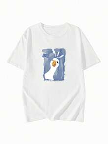 200g Pure Cotton T-Shirt 2025 Summer Ladies New Short Sleeve Pure Cotton Holiday Pattern Short Sleeve Round Neck Couple Wear Small Shirt Tops - 白色 - 查看 4