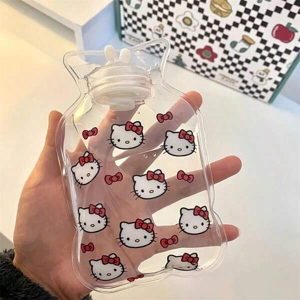 Sanrio 1pc Hello Kitty Portable Hand Warmer Best Friend Cartoon Water Filling Hot Water Bag Portable Transparent Insulation Water Bag Mini Insulation Water Bag Dormitory Portable Insulation Water Bag Stomach Warmer Handbag Gift For Friends