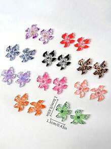 10/30/50/100 piezas Decoraciones de uñas con flores de colores mezclados, accesorios de arte de uñas 3D DIY