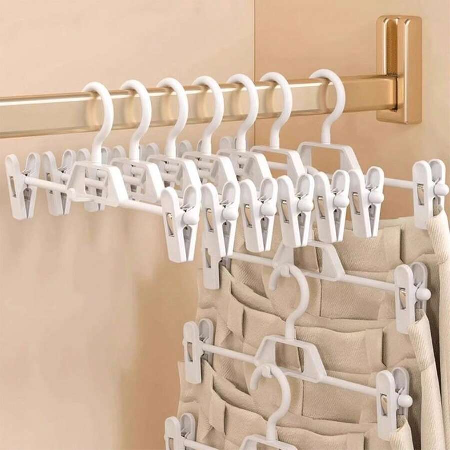 5pcs/10pcs,Pants Rack Pants Jacket Rack Seamless Non-Slip Telescopic Wardrobe Storage Hanger Hanger Hanger Pants Clip