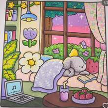 Cozy Cuties | Puzzle & Stress Relief | Adult Coloring Book.Including 48 Pages Of Little Animals Observing Marine Life, Drawing At Home And Other Relaxing Scenes.The Patterns Are Exquisite And The Lines Are Clear.Perfect For Wedding Season | Graduat,Back To School.School Supplies