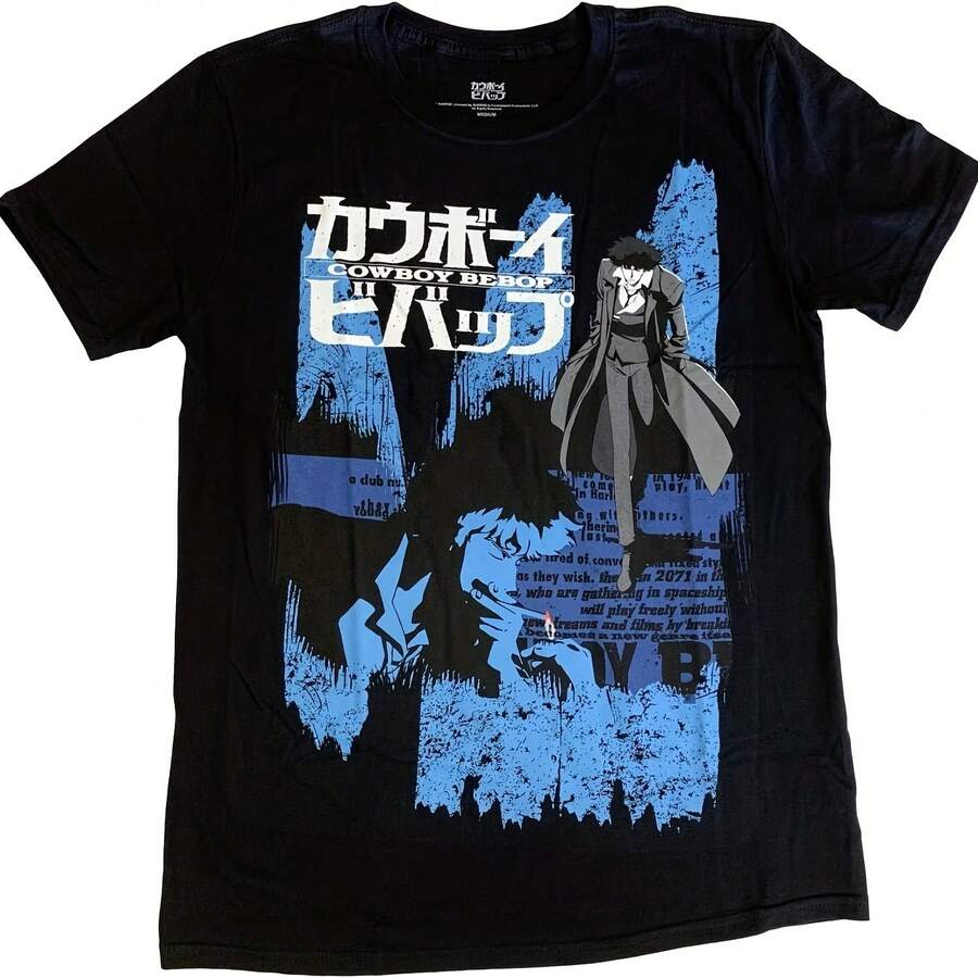 Cowboy Bebop Spike Anime Opening Credits Officially Licensed Adult T-Shirt - 黑色 - 查看 1
