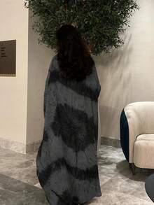 1 chiếc Abaya dáng rộng, thanh lịch, thoải mái, làm từ vải satin in họa tiết tinh tế, kiểu dáng Ả Rập Dubai, Saudi Arabia, thích hợp mặc hàng ngày và dự tiệc, không kèm khăn trùm đầu, phù hợp cho lễ Eid mùa xuân. - Nhiều màu - Xem 3