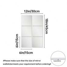 16PCS Pieces Of Acrylic Square Mirror DIY Decorative Mirror Modern Style Silver Self-Adhesive Removable Decorative Wall Stickers Suitable For Living Room, Dining Room, Bedroom, Bathroom, Party Decoration, Holiday Decoration Stickers