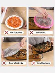 1 Pack Of 100 Disposable Plastic Wrap Sets And Disposable Shower Cap Sets For Household Fresh-Keeping Bowl Covers PE Plastic Wrap, Easy To Store, Odor Isolation, Kitchen Essential, Father's Day Gift