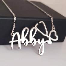1pc Personalized Stainless Steel English Letter/Name Pendant Necklace, Minimalist & Fashionable Design, Ideal Gift For Nurses And Medical Staff