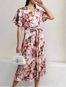 Vestido de Verano con Estampado 3D Floral para Mujer - Ideal para Vacaciones - Rosa - Ver 3