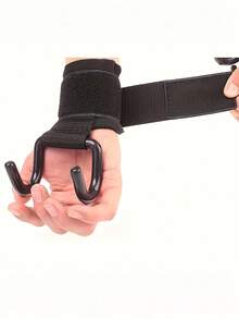 2 件健身深蹲举重引体向上腕钩单杠运动器材减轻力量训练非手力钩健身房配件 - 黑色 - 查看 9