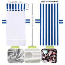 1pc Summer Striped Beach Chair Cover, Made Of Quick-Dry Microfiber, With Pockets, Suitable For Pool, Travel And Vacation Accessories, Machine Washable Beach Essentials - Multicolor - View 4