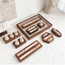 1个胡桃木首饰架，指尖/六边形设计，可作首饰展示架，送给女朋友的礼物，女士订婚戒指收纳架，旅行必备，返校宿舍收纳，秋季装饰 - 彩色 - 查看 12