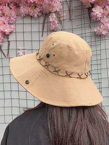 1 件复古牛仔帽，纯色宽檐绳挂渔夫帽。男女通用，中性夏季户外登山帽，适合旅行、沙滩、海滨、休闲、度假和日常使用 - 漁夫帽 - 查看 11