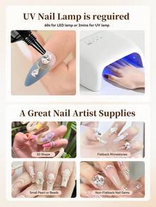 GELPOLISH 20毫升超强力美甲水钻胶，适用于3D美甲装饰、亮片凝胶、宝石美甲，需UV/LED灯固化，美甲礼品 - 無色 - 查看 6
