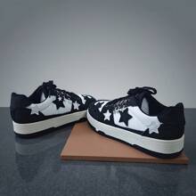 Nouvelles Chaussures de skate de style vintage étoilées, Baskets de mode casual pour femmes, Vient avec 6 petites étoiles décoratives