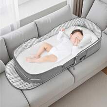 1 szt. Wielofunkcyjne przenośne łóżeczko dziecięce – składane, przenośne łóżeczko dziecięce w stylu plecaka, antypoślizgowa gondola dla noworodka, lekkie łóżeczko turystyczne z moskitierą i baldachimem, odpowiednie dla dzieci w wieku 0–10 miesięcy, dostępne w kolorze ciemnoszarym, błękitnym, różowym i zielonym - Wielokolorowe - Zobacz 7