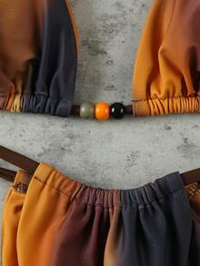 Women's Summer Beach Tie-Dye Halter Strappy Sexy Bikini Two-Piece Swimsuit - Multicolor - View 3