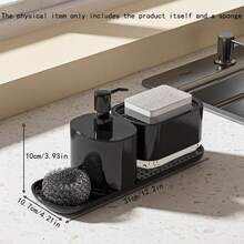 1个洗洁精分配器，二合一按压容器带海绵架，洗洁精按压盒，浴室乳液容器，浴室配件，厨房用品，厨房配件，厨房工具 - 白色 - 查看 13