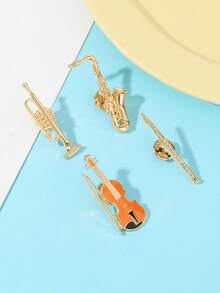 1/4件音乐爱好者的喜悦！小号、萨克斯、长笛、小提琴造型胸针，精湛的金属工艺，演奏时尚旋律，装饰服装，展现音乐激情~#乐器胸针#时尚配饰 - 彩色 - 查看 11