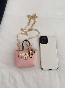 Women's Fashion Mini Handbag, New Style Lightweight Compact Mini Tote Bag With Metal Chain Strap