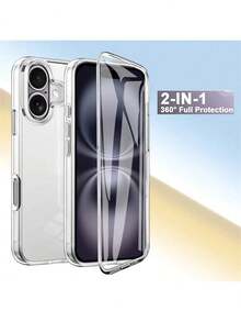 1pc 2-In-1 Transparent Full Body Case With Front Screen Protector, TPU Soft Edge + PC Hard Back Plate Combo Phone Case Compatible With Apple 17/17 Pro/7 Pro Max 16/16E/15/14/13/12/11 Pro Max/Plus/SE2/SE3/7/8 And Galaxy, Redmi 12/13C/12C/Note 12 Pro/NOTE14PRO+/NOTE13PRO/NOTE13PRO+/POCO M6PRO/OCOX6 5G - Clear - View 2
