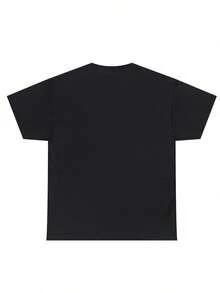 [Logo Black T-Shirt For Men - Distressed Retro Graphic Tee, Regular Fit Casual Summer Shirt, Machine Washable Rock Band Merchandise, Casual Summer Wear| Vintage Graphic Tee| Machine Washable ShirtVintage High Quality Cotton Natural And Breathable Pure Cotton Printed T-Shirt - 黑色 - 查看 2