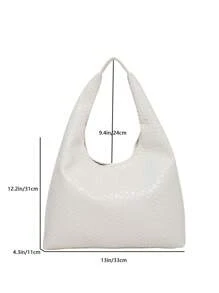 Bolso de hombro vintage de gran capacidad y color liso suave para mujer, versátil bolso bandolera con asa, bolso de hombro tipo hobo grande con capacidad, bolso bandolera casual de trabajo de gran capacidad