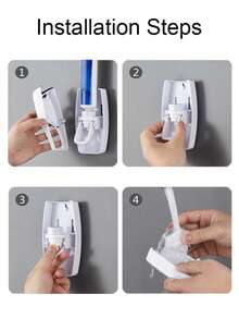 2pcs/Set Toothbrush Holder, With Automatic Toothpaste Dispenser, Without Punching Holes, Wall-Mounted Fully Automatic Toothbrush Holder And Toothpaste Dispenser Set, Dustproof, Space-Saving Bathroom Organizer, Plastic Material - Multicolor - View 7