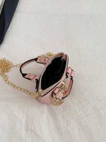 Women's Fashion Mini Handbag, New Style Lightweight Compact Mini Tote Bag With Metal Chain Strap