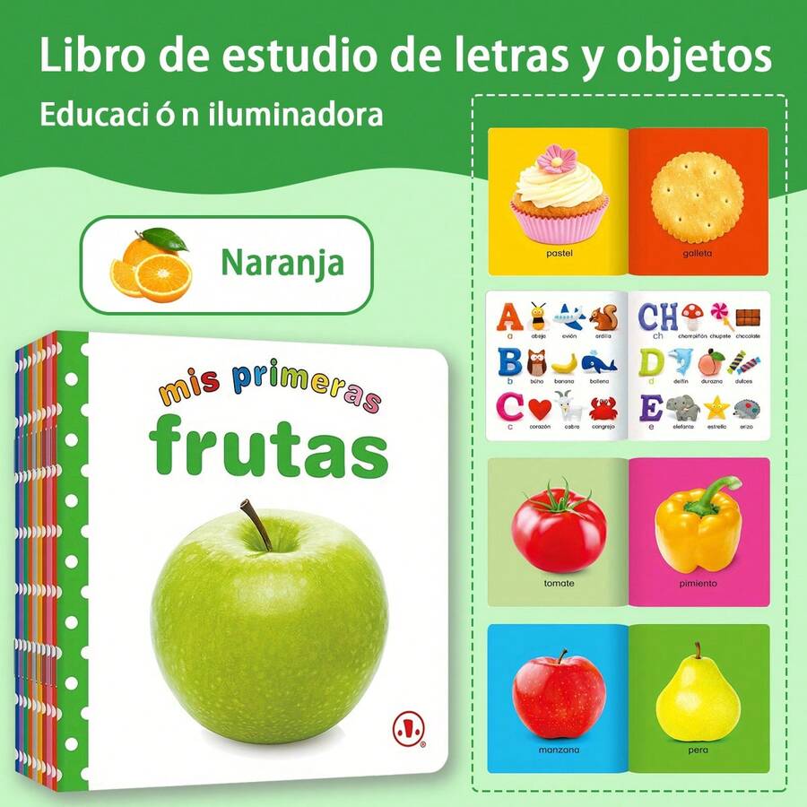 蒙特梭利西班牙语迷你百科全书，包含10本不同的迷你百科全书，帮助儿童学习阅读、提升基本词汇量，并促进早期语言发展。适合初学者，可作为词汇识别、物体学习辅助工具和百科全书学习工具。词汇学习、物体识别和幼儿派对礼物。可作为学习用品、生日返校礼物、万圣节和感恩节礼物。