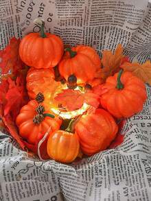 6 件人造逼真仿真迷你南瓜，仿真南瓜万圣节派对装饰道具，万圣节感恩节家居装饰节日万圣节感恩节秋收家居装饰最佳礼物生日毕业 - 橘色 - 查看 4