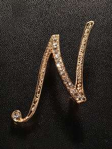 1 件 A-Z 字母胸针，欧式水钻别针，合金材质，镶嵌闪亮宝石，非常适合搭配西装、衬衫、夹克、连衣裙，展现优雅与时尚背包，适合学校办公室配饰珠宝圣诞节万圣节衣服别针有趣可爱的教师礼物 - 彩色 - 查看 25