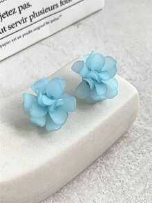 1 对 3D 多层重叠花朵耳环，适合女性日常佩戴、节日、度假珠宝、姐妹礼物 - 彩色 - 查看 15