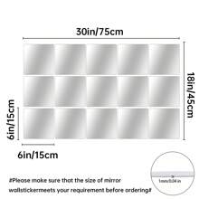16PCS Pieces Of Acrylic Square Mirror DIY Decorative Mirror Modern Style Silver Self-Adhesive Removable Decorative Wall Stickers Suitable For Living Room, Dining Room, Bedroom, Bathroom, Party Decoration, Holiday Decoration Stickers